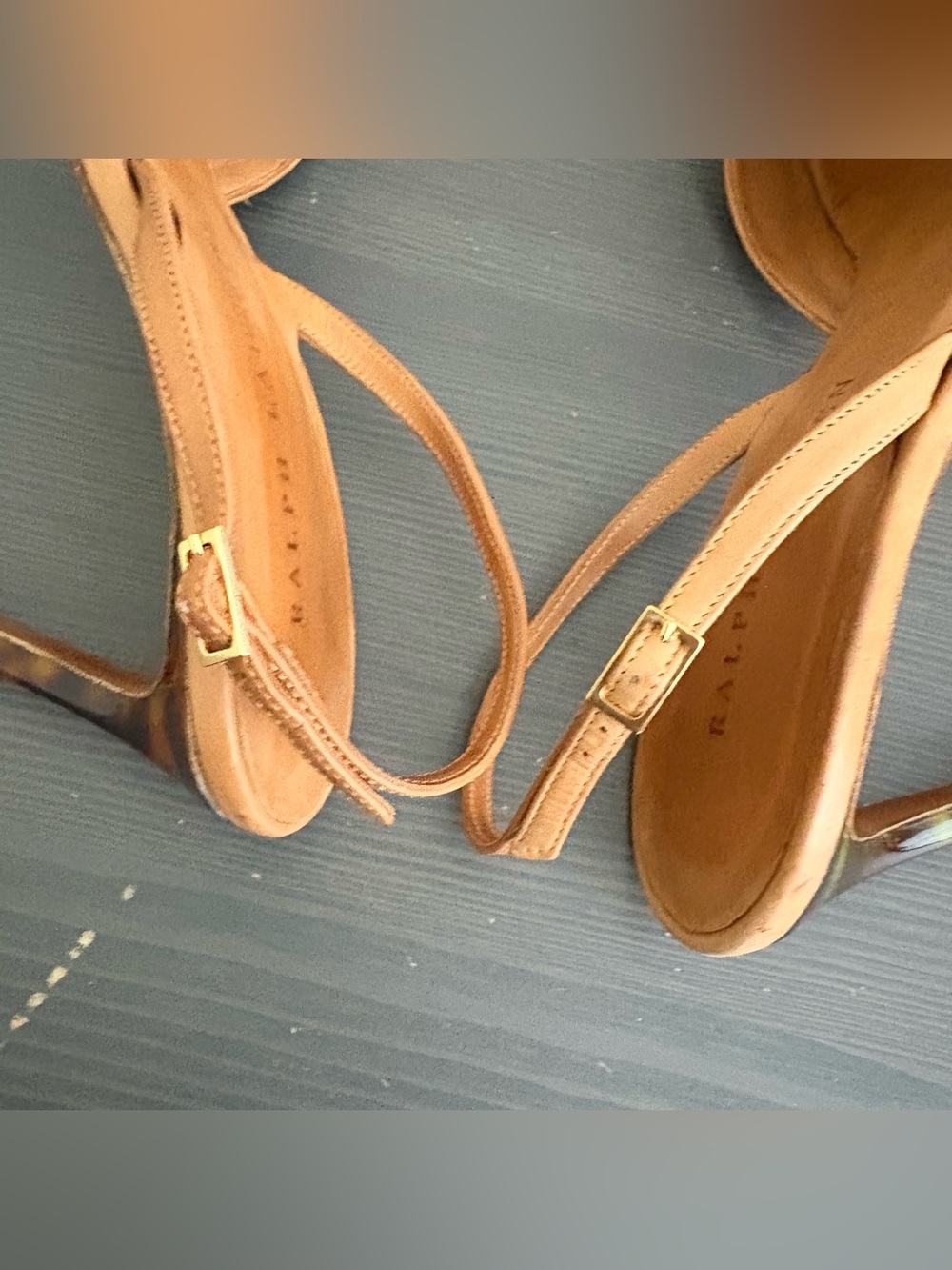 Ralph Lauren Slingback Tortoise Heels Leather Shoes Tan US 9 - Picture 13 of 14